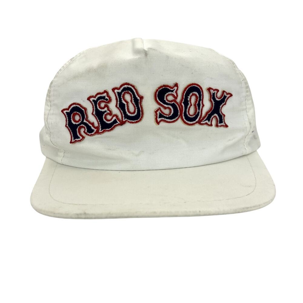 Boston Red Sox Vintage Snapback Baseball Cap Hat Flat Bill White Spell Out